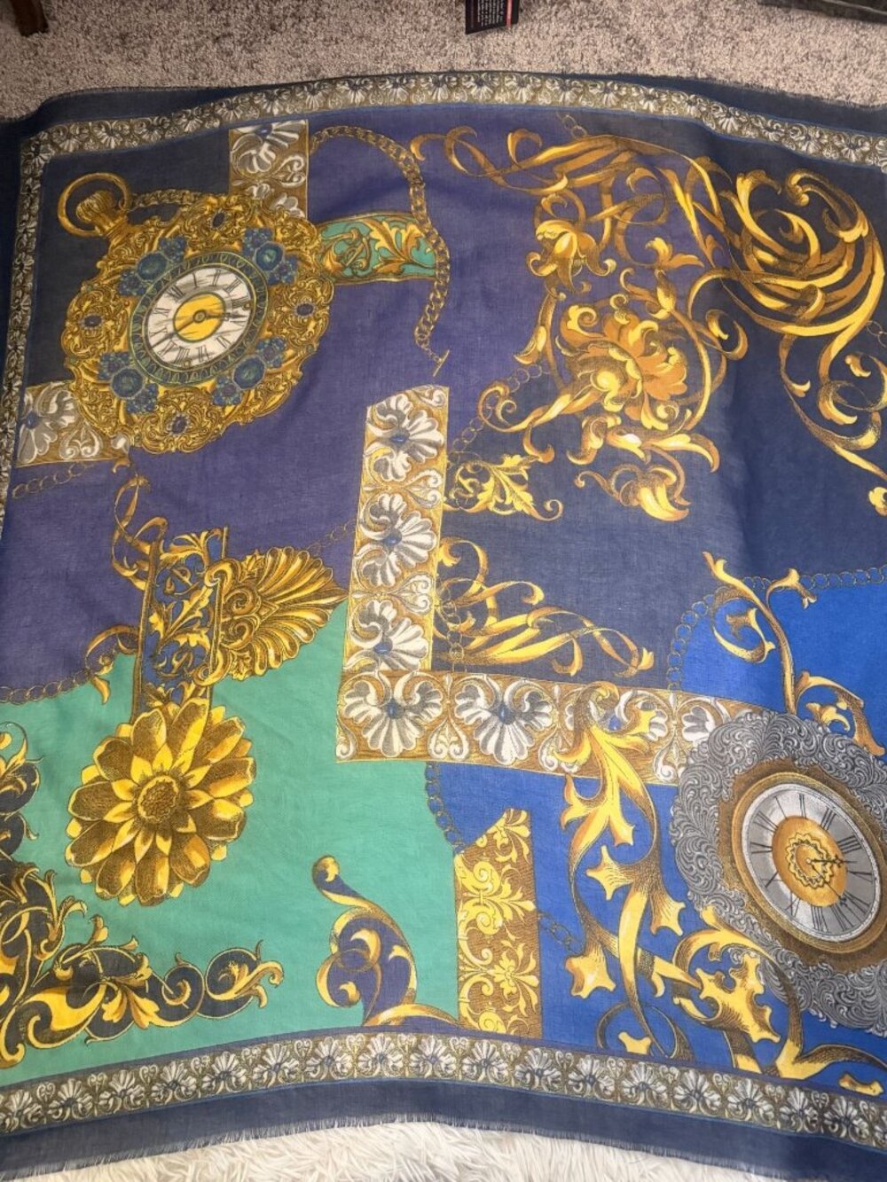 Vintage Specialty House Scarf Pocket Watch Theme Italy
